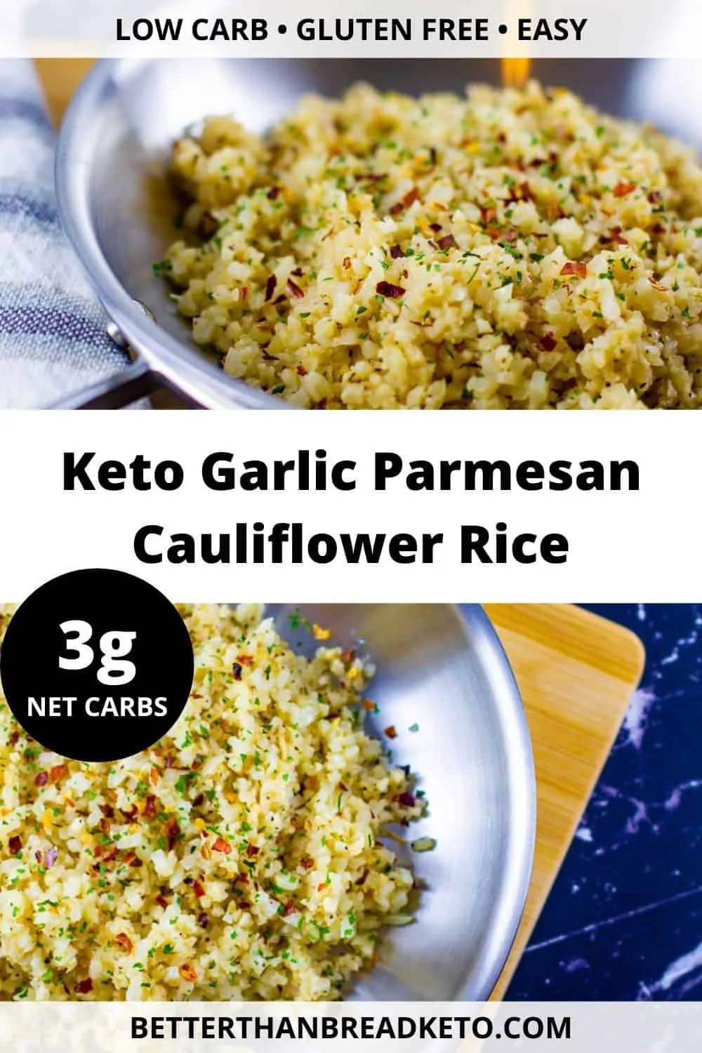 Keto Garlic Parmesan Cauliflower Rice